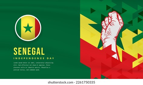 Banner illustration of Senegal independence day celebration with text space. Vector illustration.
