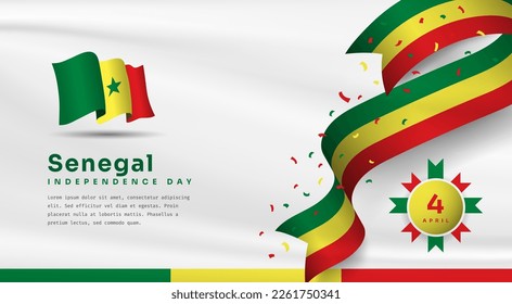 Banner illustration of Senegal independence day celebration with text space. Vector illustration.