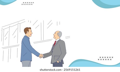 banner illustration of two man deal with handshake