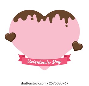 A banner illustration for 'Valentine's Day', a day when lovers give each other chocolates. Chocolate and heart shaped frame background.