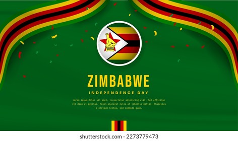 Banner illustration of Zimbabwe independence day celebration with text space. Vector illustration.