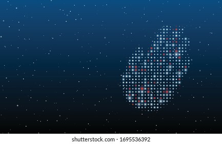 Banner mit dem Bild einer Hand mit den Molekülen des Virus. Coronovirus-Vektorillustration-Moleküle - dargestellt durch rote Punkte. Vektorillustration auf blauem Hintergrund mit Sternen