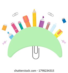 Banner with the image of stationery. Pencil vector