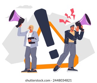 Banner of important announcements and notices. Latest news and crucial information announcement, vector illustration isolated.