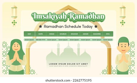 Banner Imsakia design for Ramadan Kareem. Ramadhan schedule. Eid Mubarak. Prayer times in Ramadhan. Jadwal Imsak. Cairo. Istanbul. turkey. Arab. vector