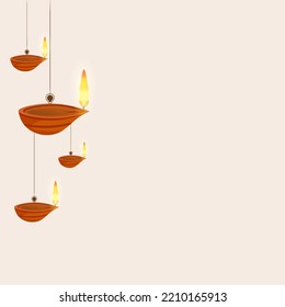 Banner For Indian Festival DIWALI 
With Hanging Diya Vector Illustration