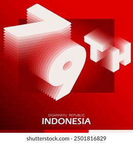 Banner Indonesian celebrities birthday 17 August isometric style. illustration. National and spirit style.
