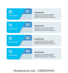 Banner Infographic horizontal 4 steps design template icons and number for used presentation, teach, banner, flowchart, work, office, education, school, lecture
