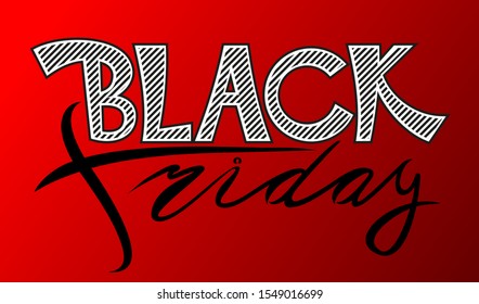 Banner with the inscription Black Friday on a red background. Vector  