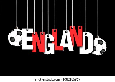 Banner the inscription England and ball hang on the ropes. Vector illustration
