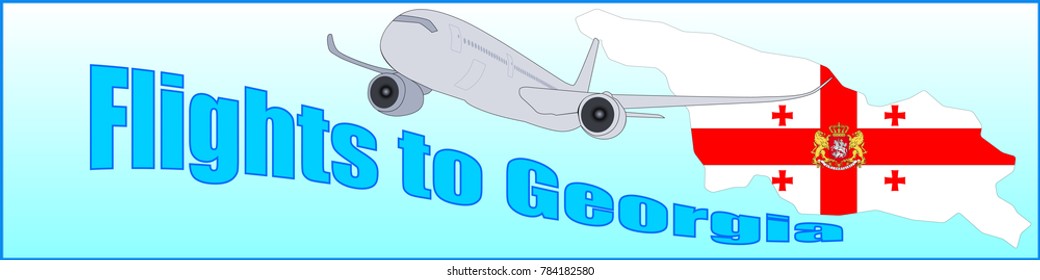 Banner with the inscription Flights to Georgia on a blue background