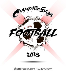 Banner the inscription football on the background abstract soccer ball from blots. Grunge style. Vector illustration