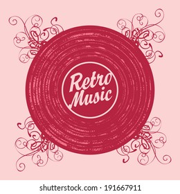 banner with the inscription retro music on vinyl