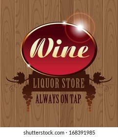 Banner with inscription wine and grapes on a background of wooden boards