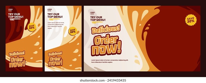 Banner and Instagram Story Design Template for Food and Restaurant Sale Advertisement