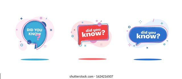 Banner Interesting fact template. label or sicker with phrase did you know. Helpful template for ask or quiz. Blue and pink and red question. Isolated