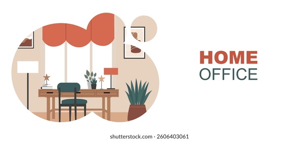 Banner interior design,home decor.A template with a space for the text.Flat vector illustration.