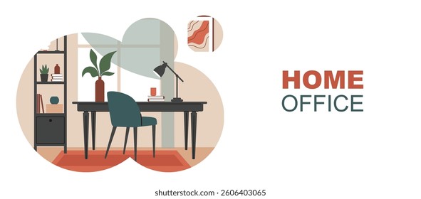 Banner interior design,home decor.A template with a space for the text.Flat vector illustration.