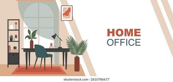 Banner interior design,home decor.A template with a space for the text.Flat vector illustration.
