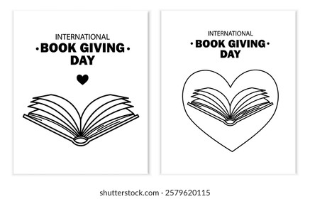 Banner for International Book giving day. Greeting card or poster. Book day