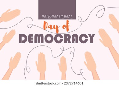 Banner for International Day of Democracy with hands