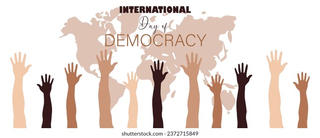 Banner for International Day of Democracy with hands