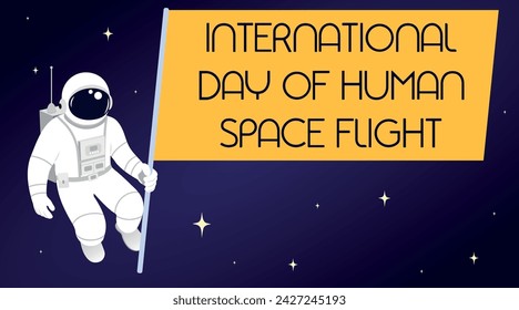 Banner for International Day of Human Space Flight with astronau