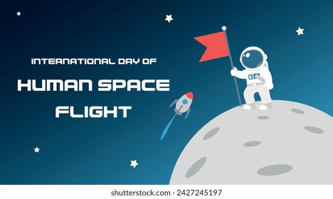 Banner for International Day of Human Space Flight with astronau