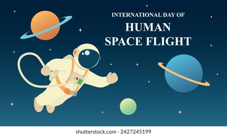 Banner for International Day of Human Space Flight with astronau