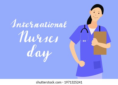 Banner International Nurses Day Young Woman Stock Vector (Royalty Free ...