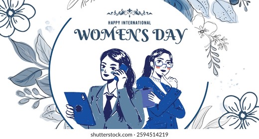 banner for International Women's Day, bouquet of spring flowers, modern typography and holiday wishes. Mothers day templates for poster, cover, banner, Women's day banner for product demonstration