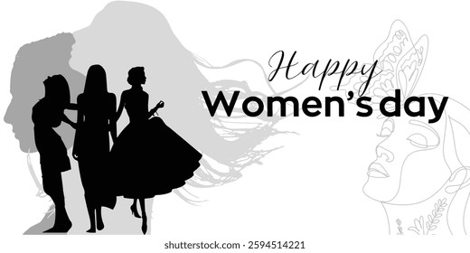 banner for International Women's Day, bouquet of spring flowers, modern typography and holiday wishes. Mothers day templates for poster, cover, banner, Women's day banner for product demonstration
