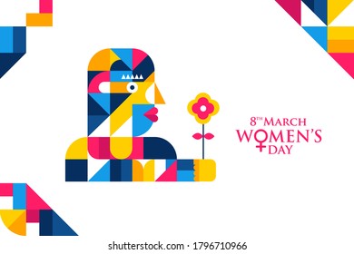Banner for the International Women's Day. Flyer for March 8 with the decor of flowers. Invitations with the style of cut paper with a pattern. 