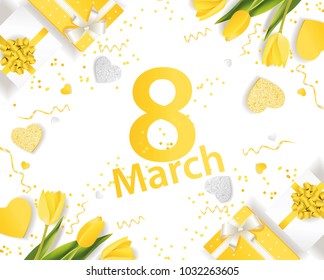 Banner for the International Women's Day. March 8 with the decor