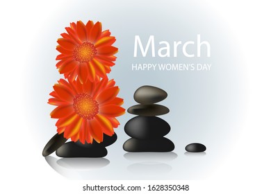 Banner for International Women's Day. Realistic 3D Vector Zen Stones