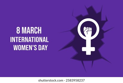 Banner for International Women's Day with a symbol of feminism that dismantles the wall of stereotypes and gender inequality