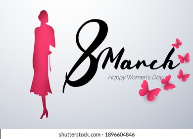 Banner for the international Women's Day. Vector illustration paper art style