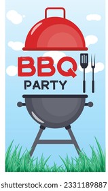 Banner invitation to barbecue party. Vector design of a postcard with the inscription: BBQ Party. Can be used for both print and web.