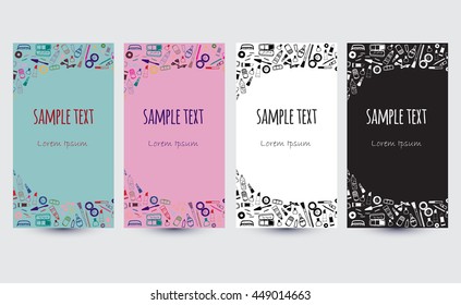 Banner or invitation card vector template with makeup items pattern. Fashion beauty background used for wedding invitation, thank you card, baby shower, mothers day, valentines day, birthday cards.