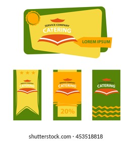 Banner, invitation with conceptual tablecloth on table for catering premium bar, restaurant, cafe menu on white  background. Vector logo for special service company. 