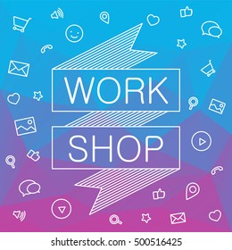 Banner invitation for hackathon, workshop. Vector banner of coding Hackathon. Vector ads banner for invitation on workshop. Vector ads banner for invitation on Hackathon. Workshop banner of coding