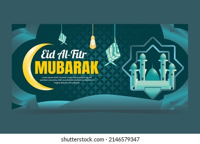 banner islamic Eid Al-Fitr Mubarak