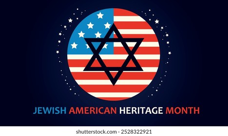 Banner für Jewish American Heritage Month mit US-Flagge und Davi