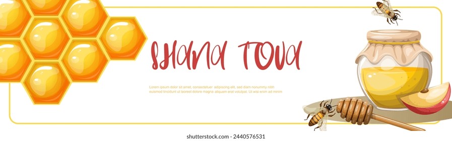 Banner Jewish holiday Rosh Hashasha. hand drawing, clipart, isolate vector.