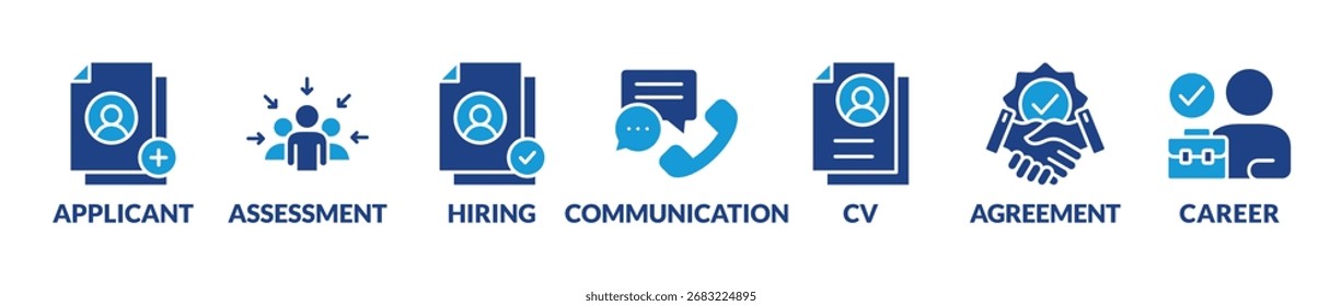 Banner job interview vector illustration concept with keywords and icons