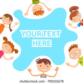 banner kid child Funny cartoon character. Vector illustration