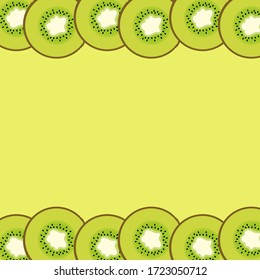 Banner kiwi for flyer design. Two borders made of delicious kiwi fruit. Bright summer background. Vector illustration