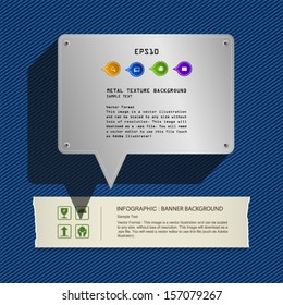 Banner label background on blue jeans texture background - Vector illustration