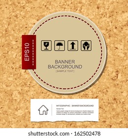 Banner label background with vintage paper banner on wooden texture - Vector illustration