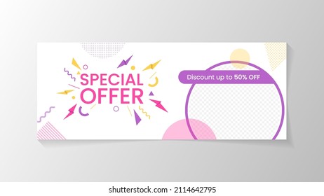 Banner and label design template for promotion your product with colorful style design